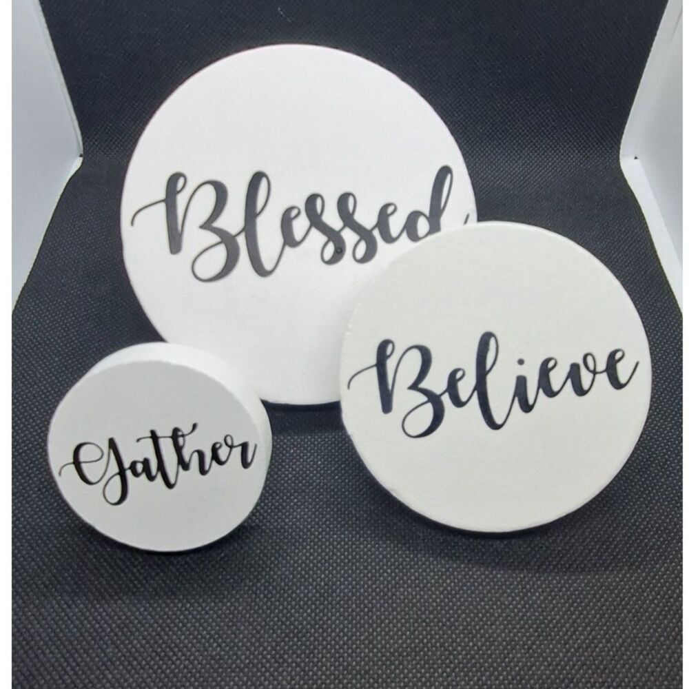 Set of 3 Wooden Drawer Pulls with Inspirational Script Design